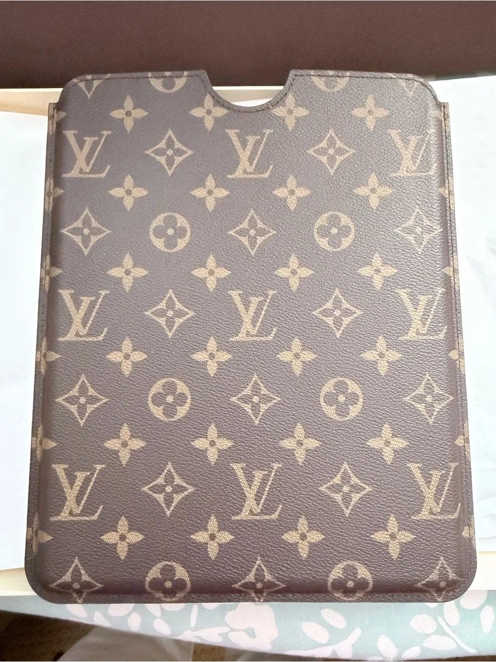 Authentic Louis Vuitton Monogram Tablet Sleeve in Brown and Gold